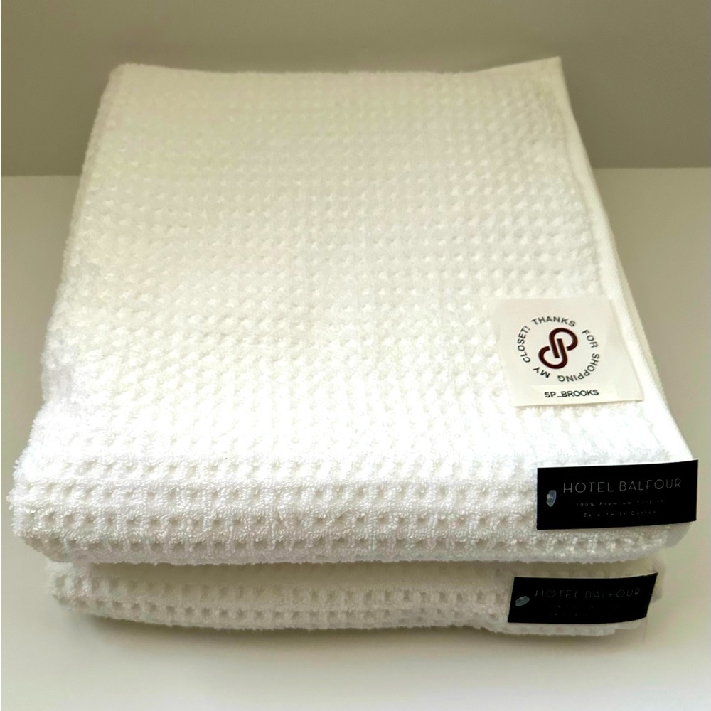🎁Hotel Balfour Bath Towels - Zero Twist Waffle Cotton Towels - Set of 2 - White
